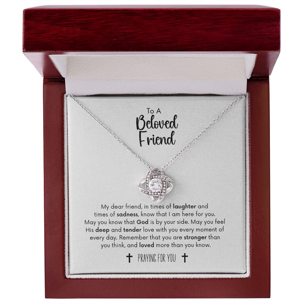 To A Beloved Friend Grieving Gift Love Knot Necklace