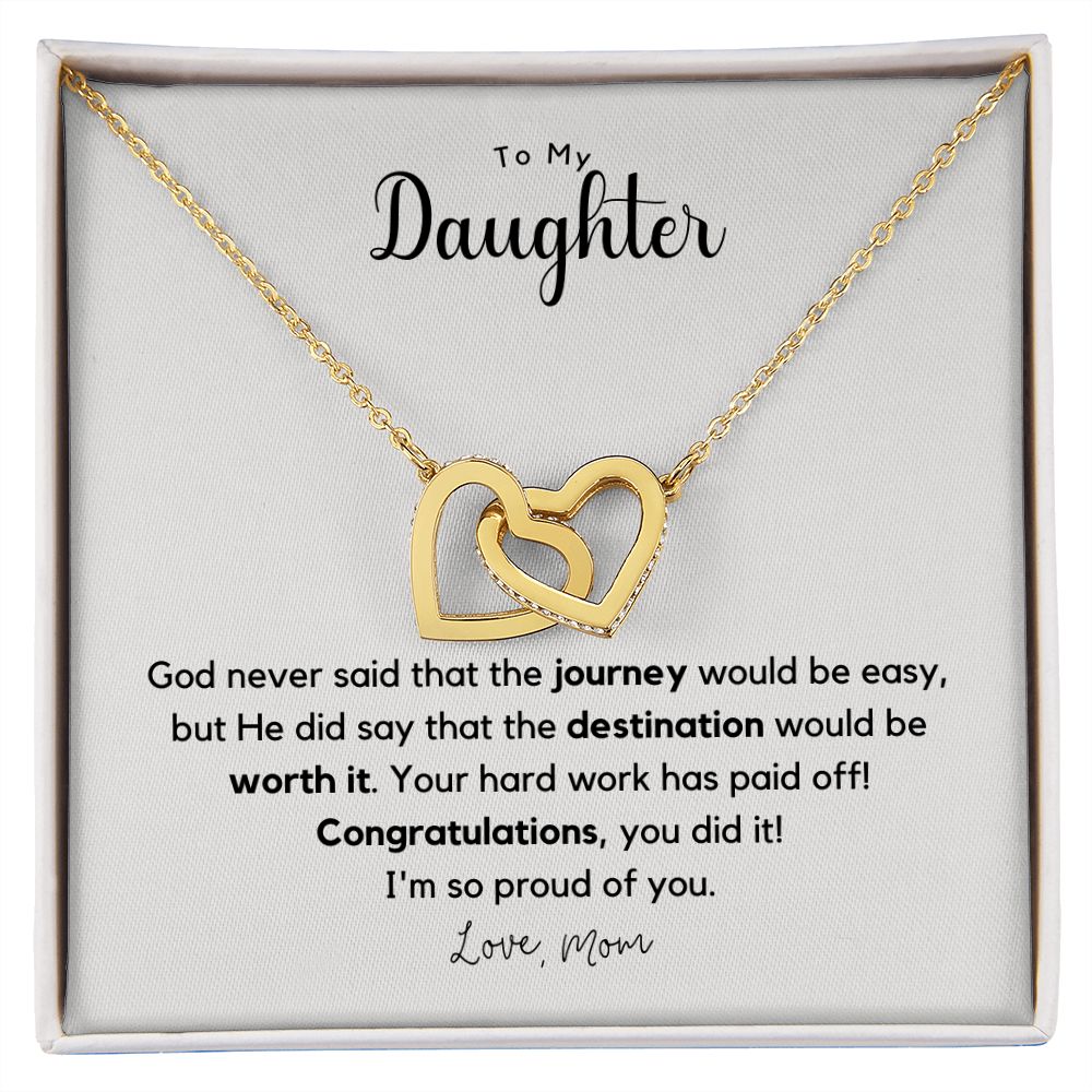 To My Daughter Graduation Interlocking Hearts Necklace Congratulatory Gift for Daughter