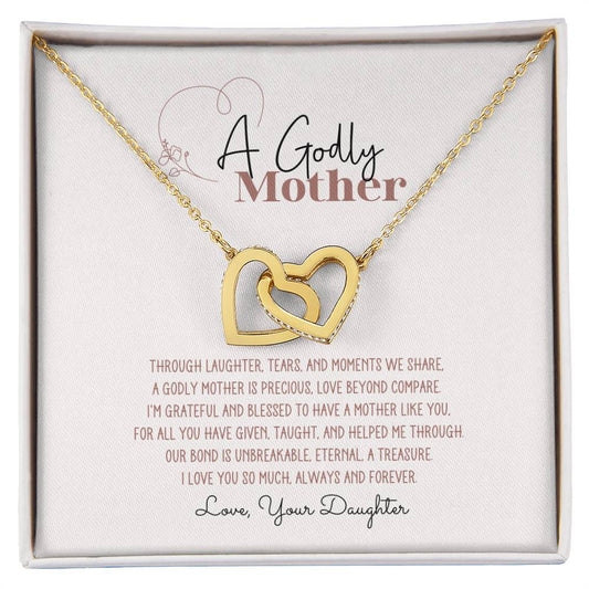 A Godly Mother Poem Interlocking Hearts Necklace