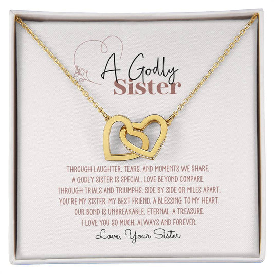 A Godly Sister Poem Personalized Interlocking Hearts Necklace