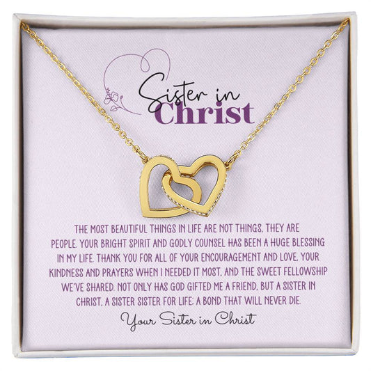 Sister in Christ Personalized Interlocking Hearts Necklace