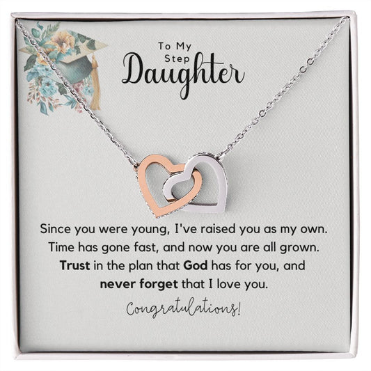 Step Daughter Graduation Gift Interlocking Hearts Necklace