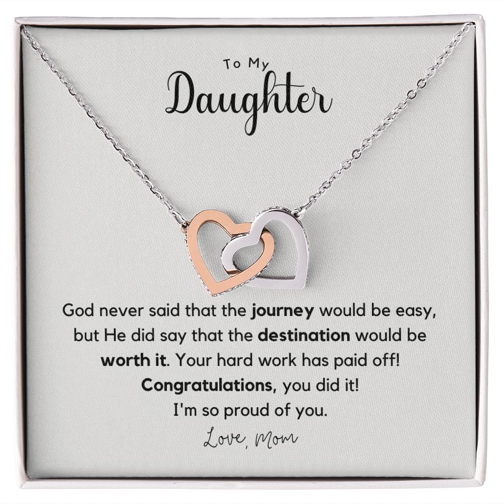 To My Daughter Graduation Interlocking Hearts Necklace Congratulatory Gift for Daughter