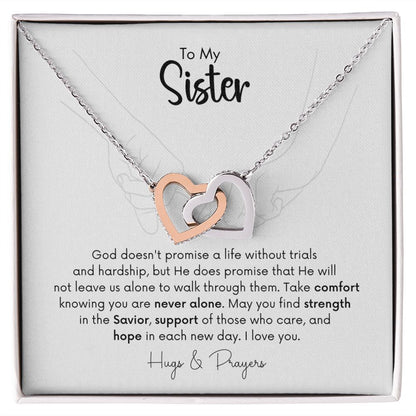 To My Sister Grieving Gift Interlocking Hearts Necklace