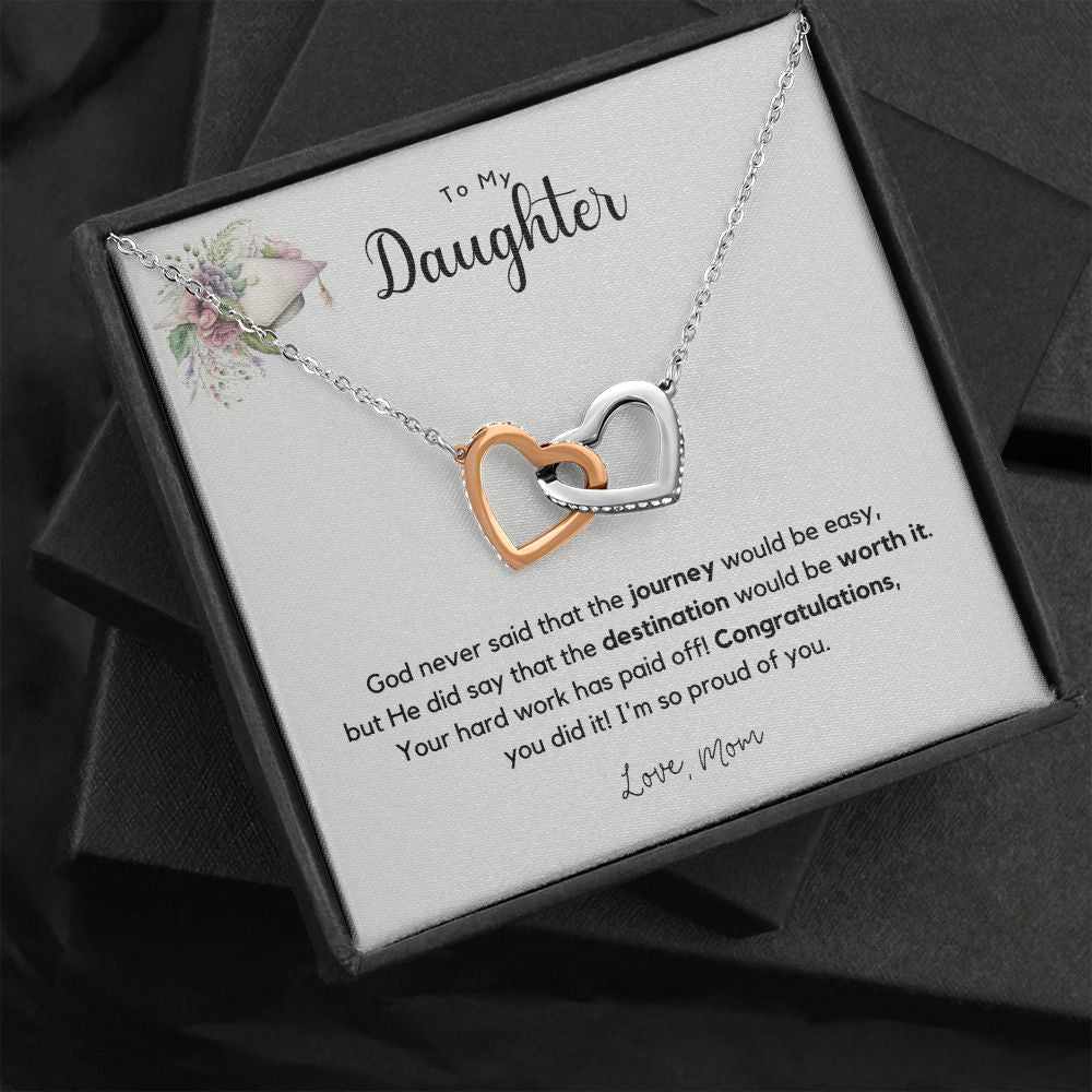 To my Daughter Graduation Interlocking Hearts Necklace
