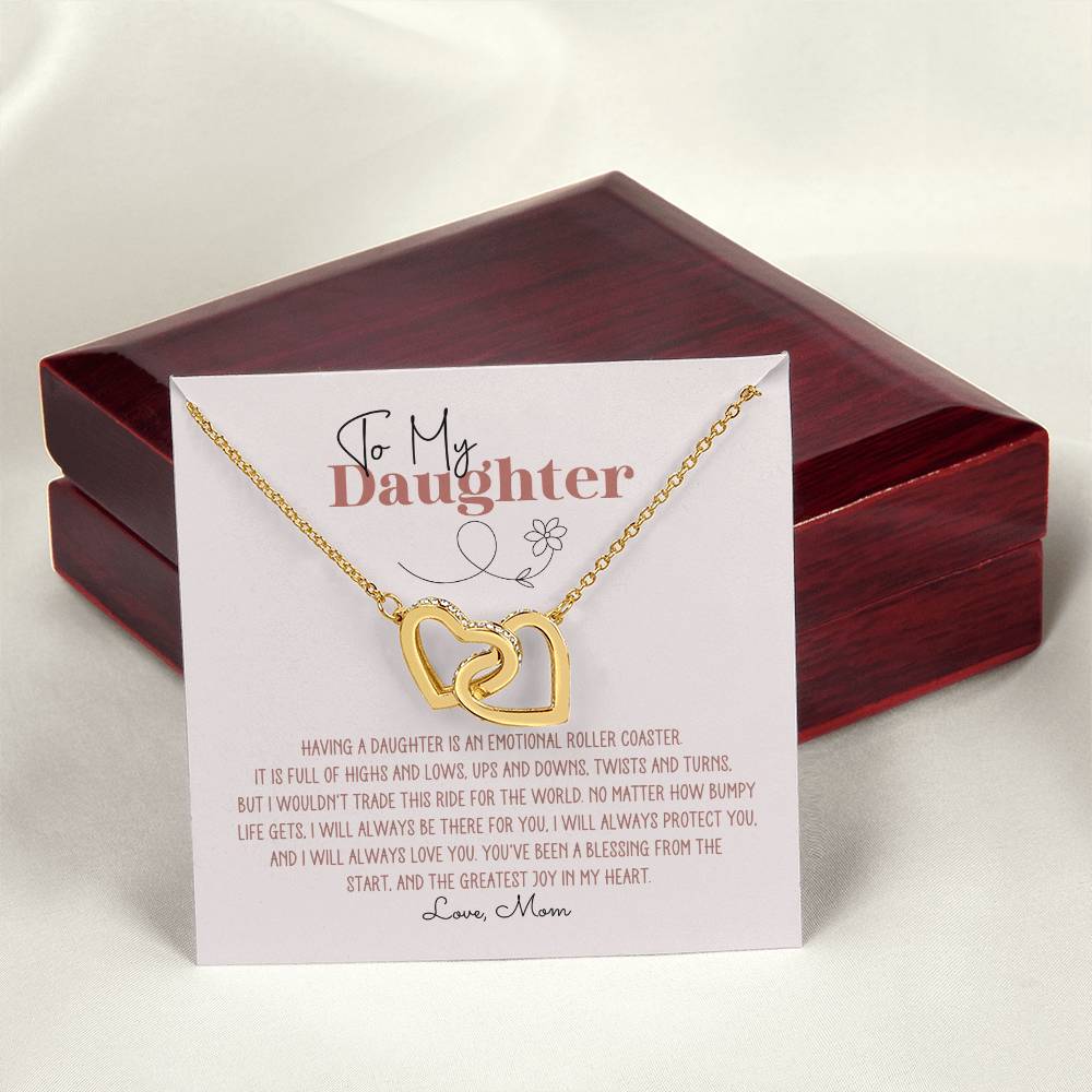To My Daughter Roller Coaster Personalized Interlocking Hearts Necklace