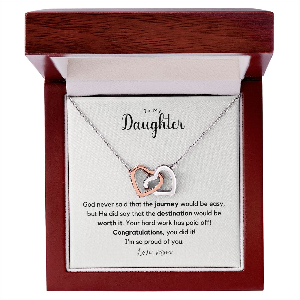 To My Daughter Graduation Interlocking Hearts Necklace Congratulatory Gift for Daughter