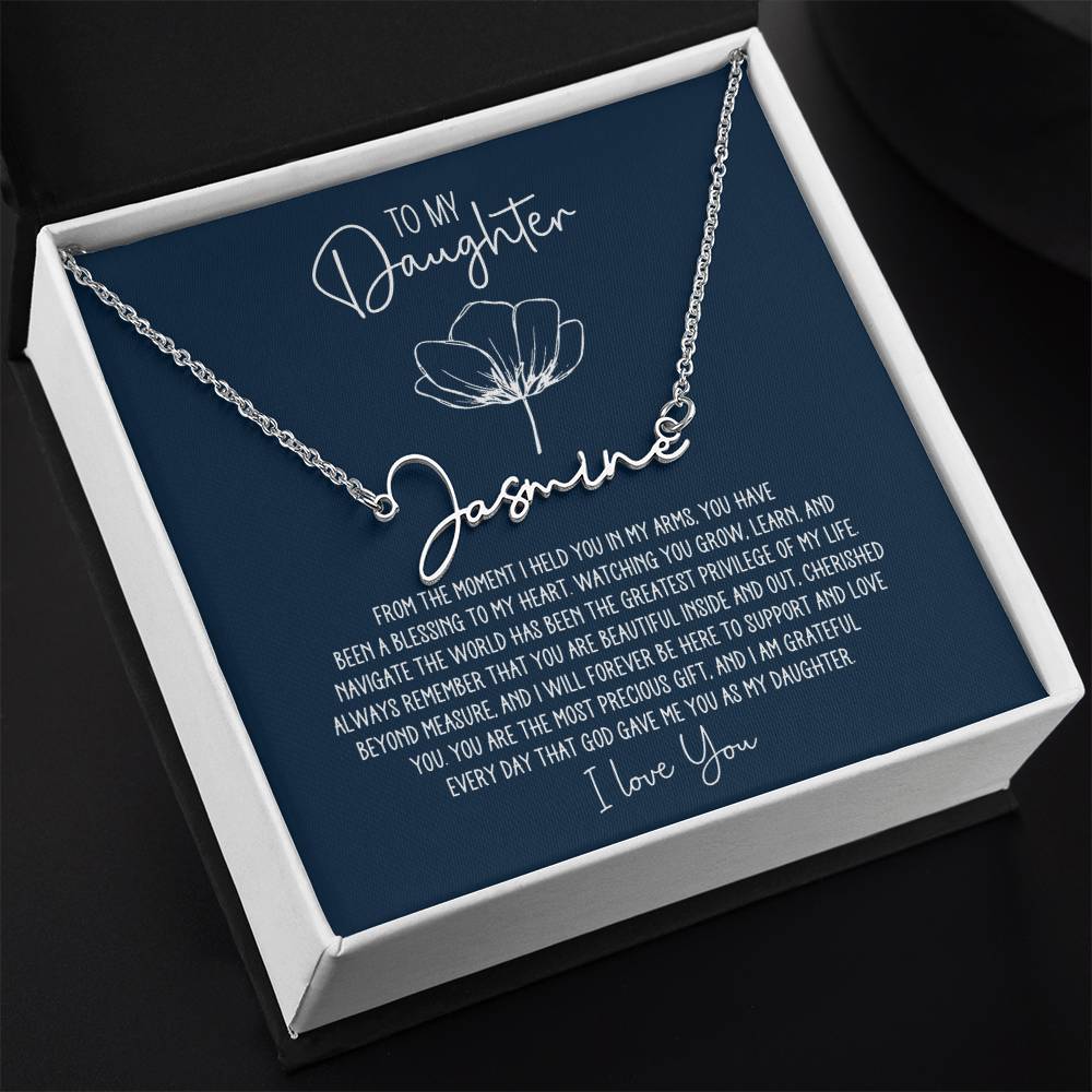 To My Daughter Personalized Signature Name Necklace