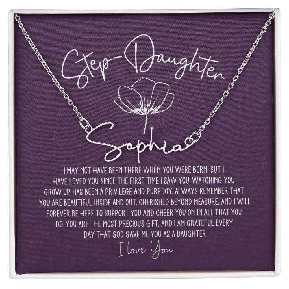 Step-Daughter Personalized Signature Name Necklace