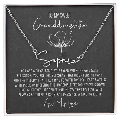 Sweet Granddaughter Personalized Signature Name Necklace