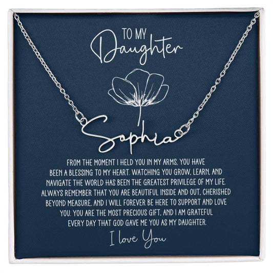 To My Daughter Personalized Signature Name Necklace