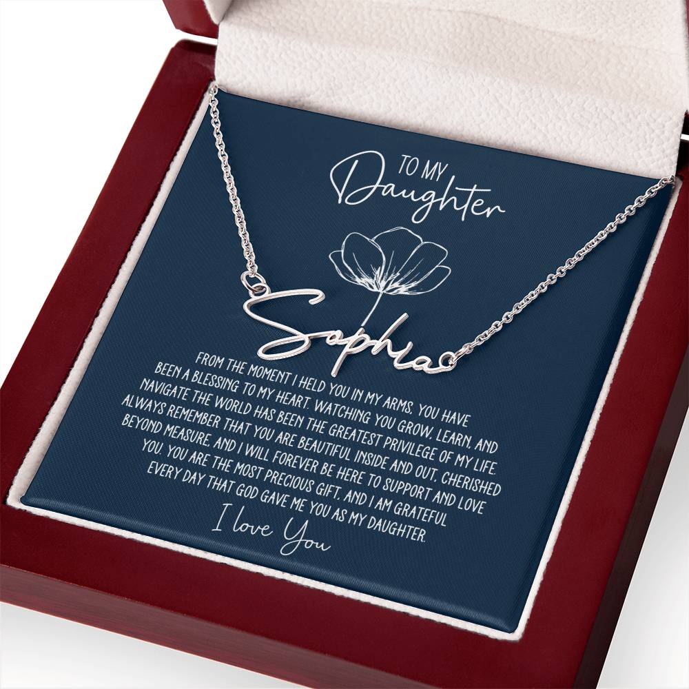 To My Daughter Personalized Signature Name Necklace