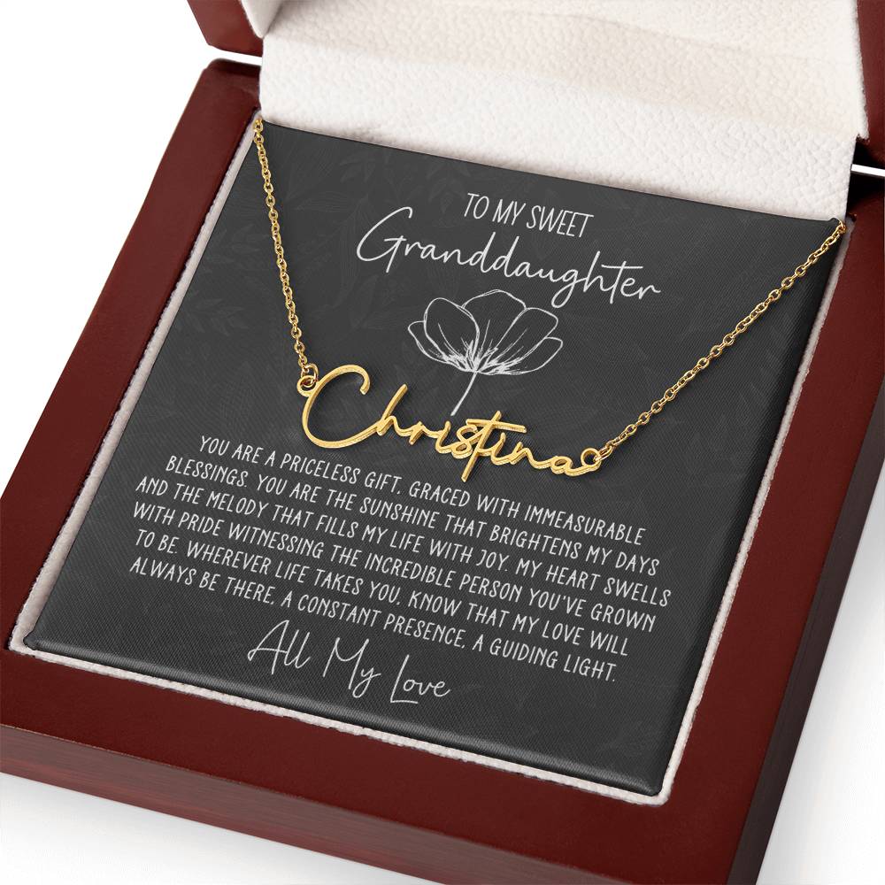 Sweet Granddaughter Personalized Signature Name Necklace