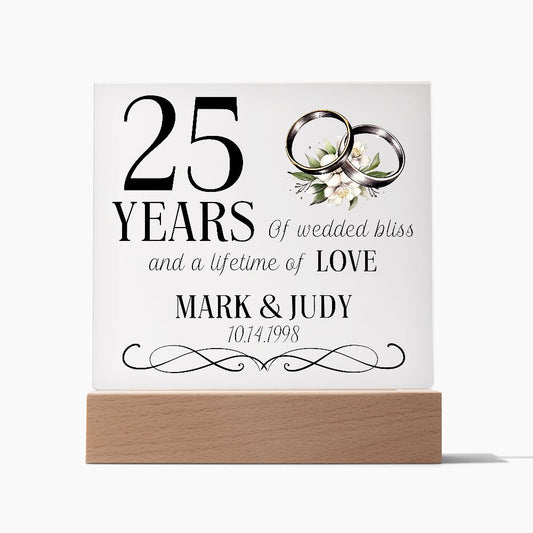 25 Years of Wedded Bliss Personalized Anniversary Acrylic Plaque
