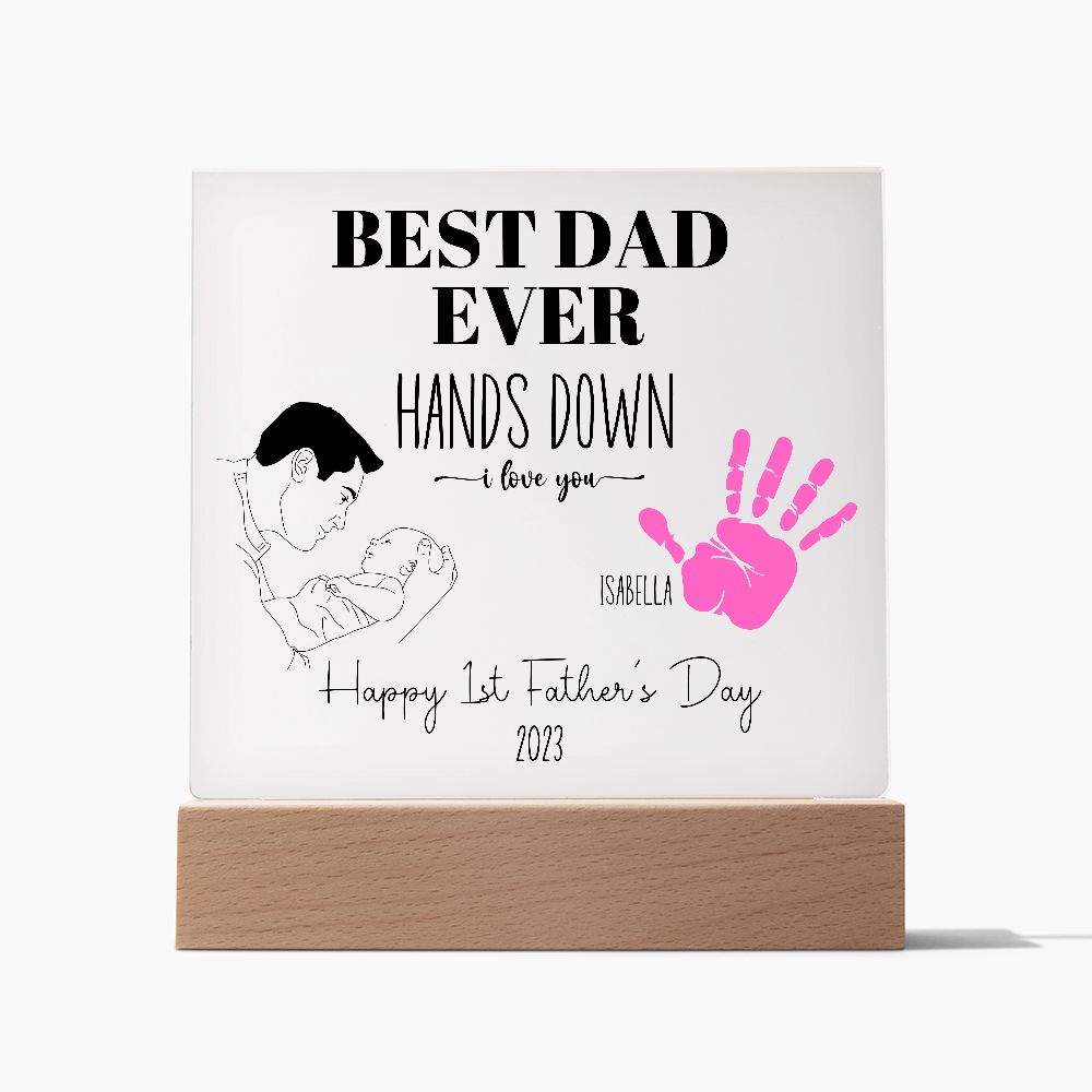 Personalized First Fathers Day Gift for New Dad Acrylic Plaque