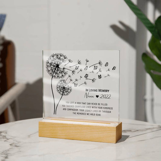 Dandelion Memorial Plaque for Loss of Loved One