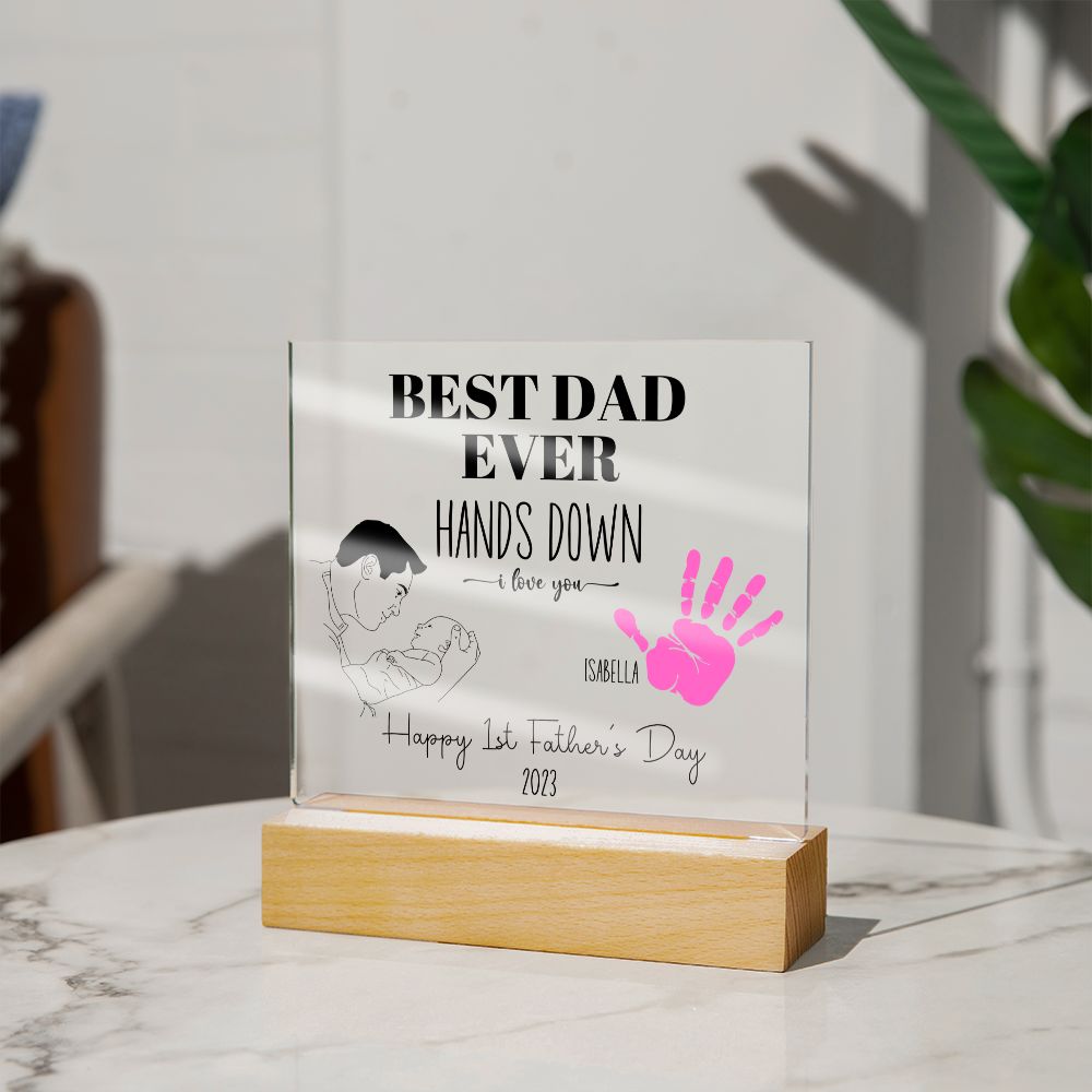 Personalized First Fathers Day Gift for New Dad Acrylic Plaque