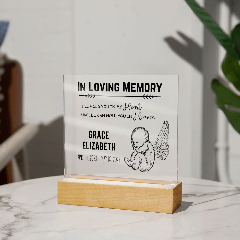 Personalized Baby Memorial Illuminated Acrylic Plaque for Infant Loss