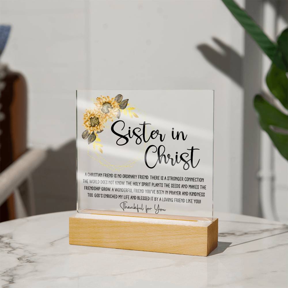 Sister in Christ Yellow Floral Friendship Plaque