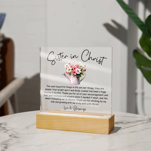 Thank You Sister in Christ Floral Acrylic Plaque