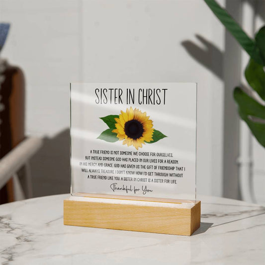 Sister in Christ Sunflower Christian Friendship Plaque