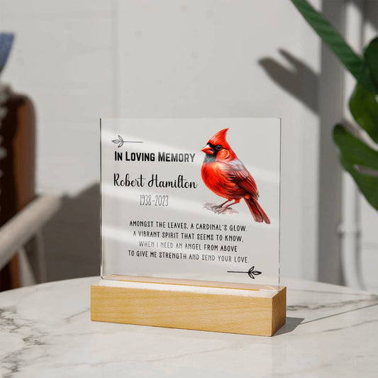 Vibrant Cardinal Memorial Personalized Acrylic Plaque