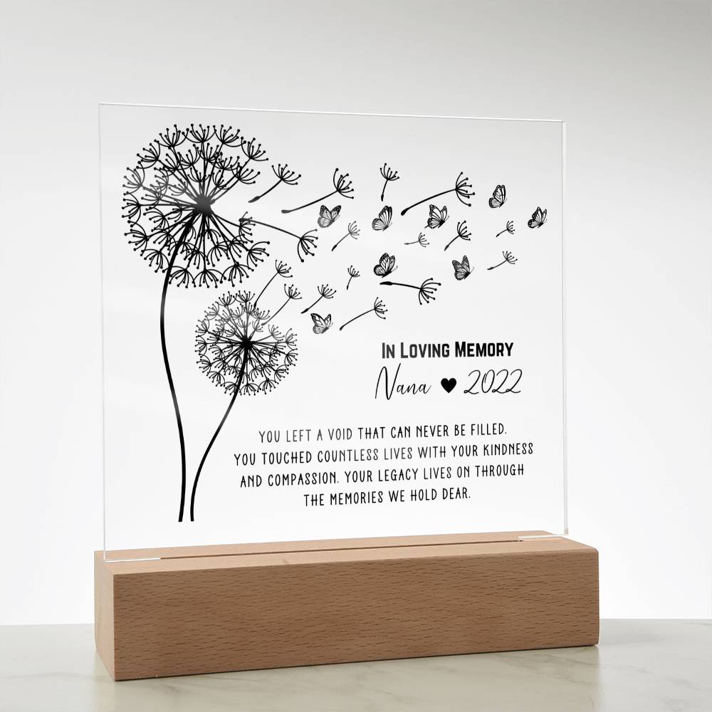 Dandelion Memorial Plaque for Loss of Loved One