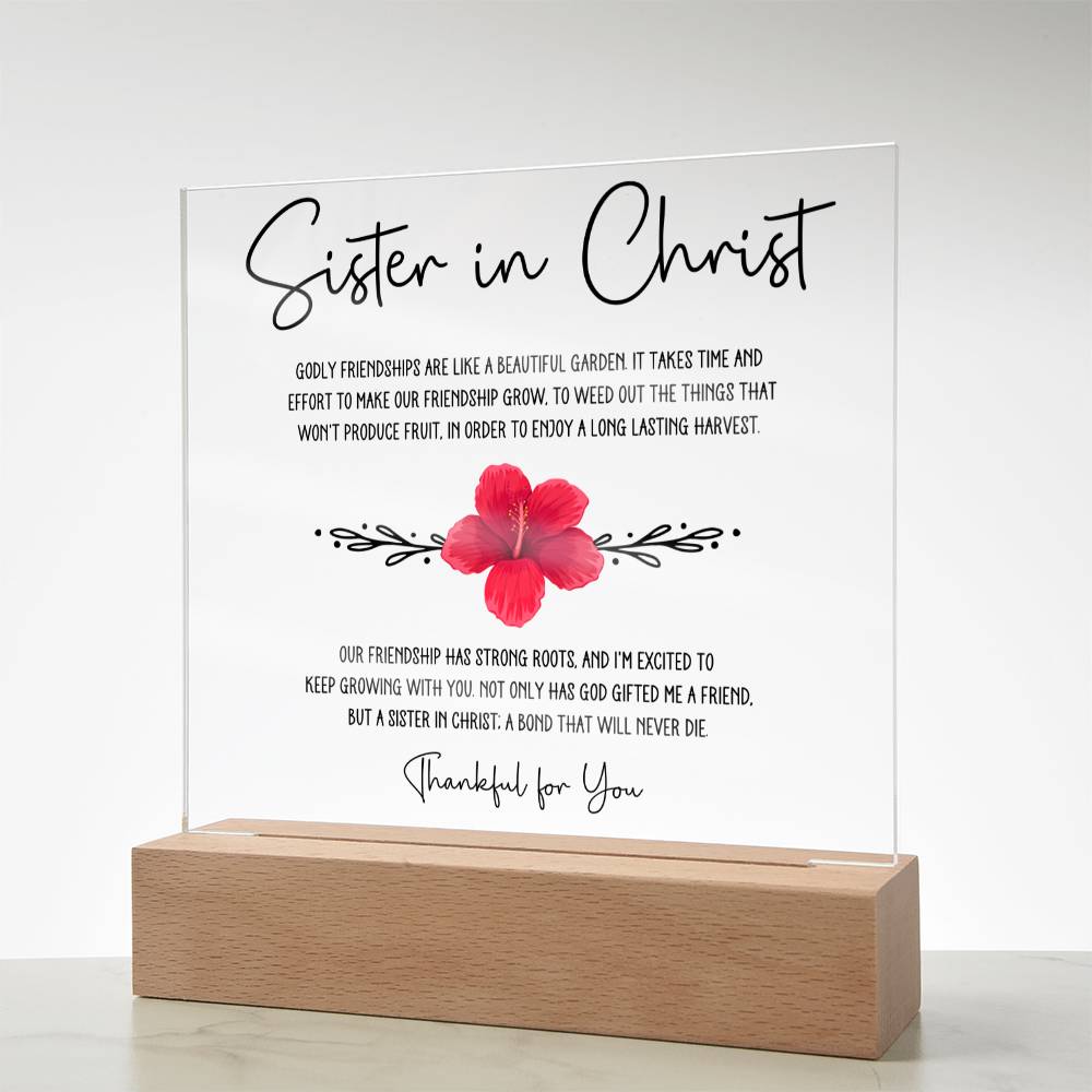 Sister in Christ Strong Roots Friendship Garden Acrylic Plaque