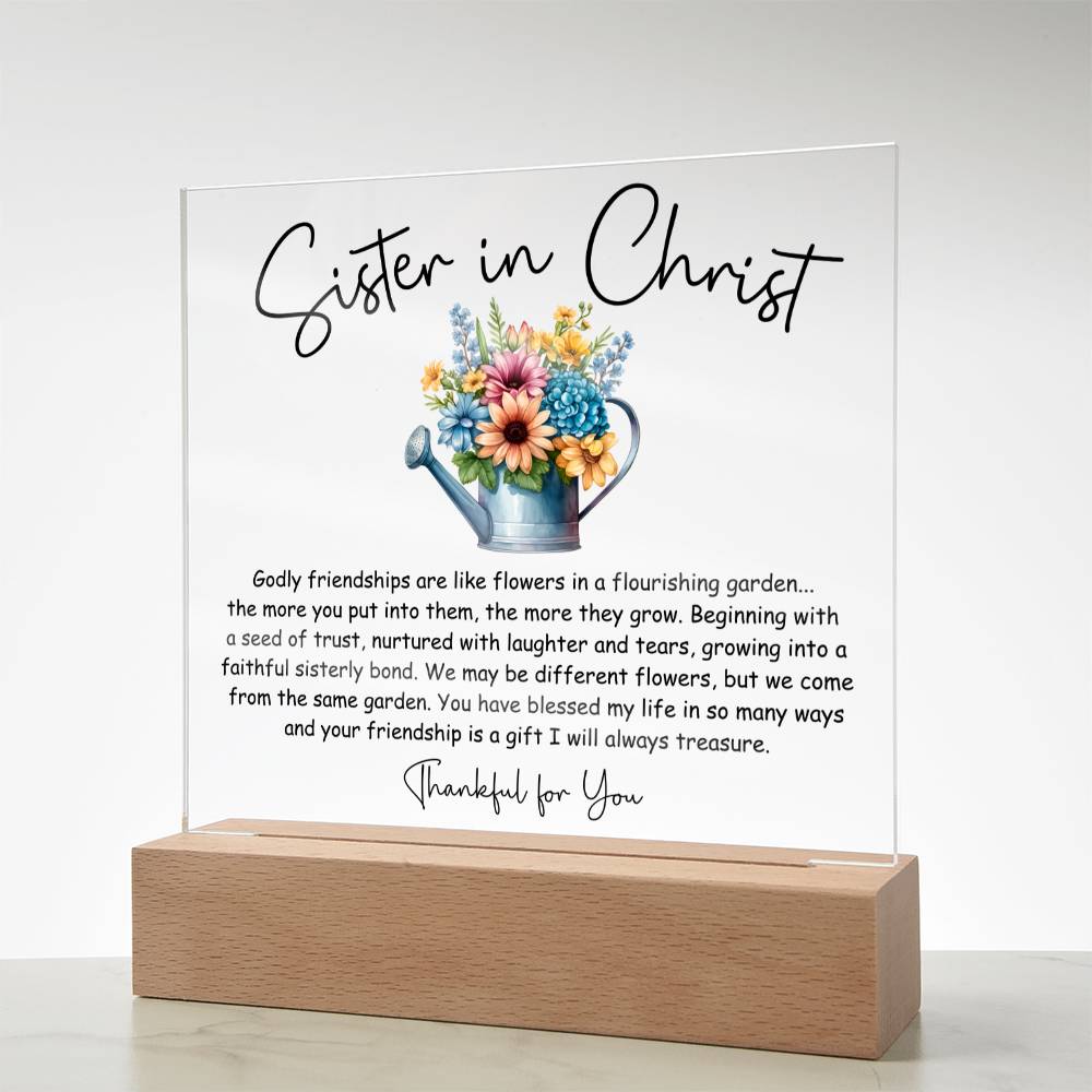 Sister in Christ Godly Friendship Flowers Acrylic Plaque