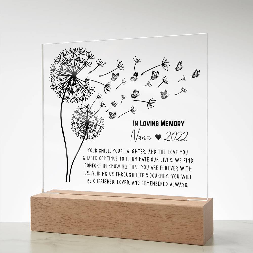 Remembered Always Dandelion Memorial Acrylic Plaque
