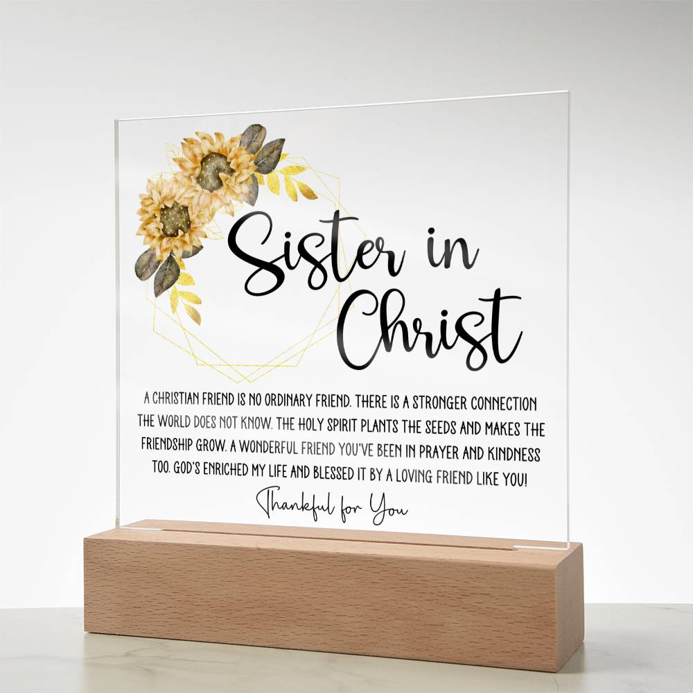 Sister in Christ Yellow Floral Friendship Plaque