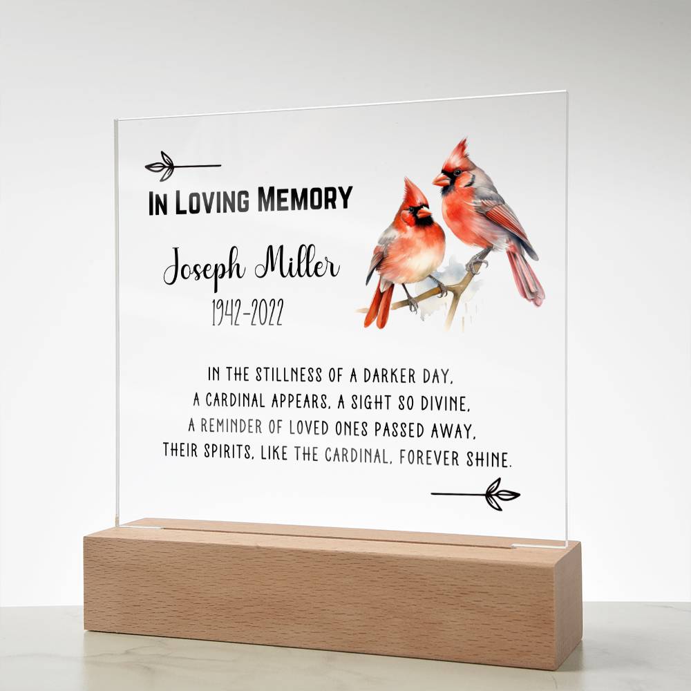 Cardinal Poem Memorial Personalized Acrylic Plaque