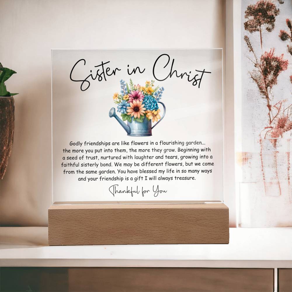 Sister in Christ Godly Friendship Flowers Acrylic Plaque