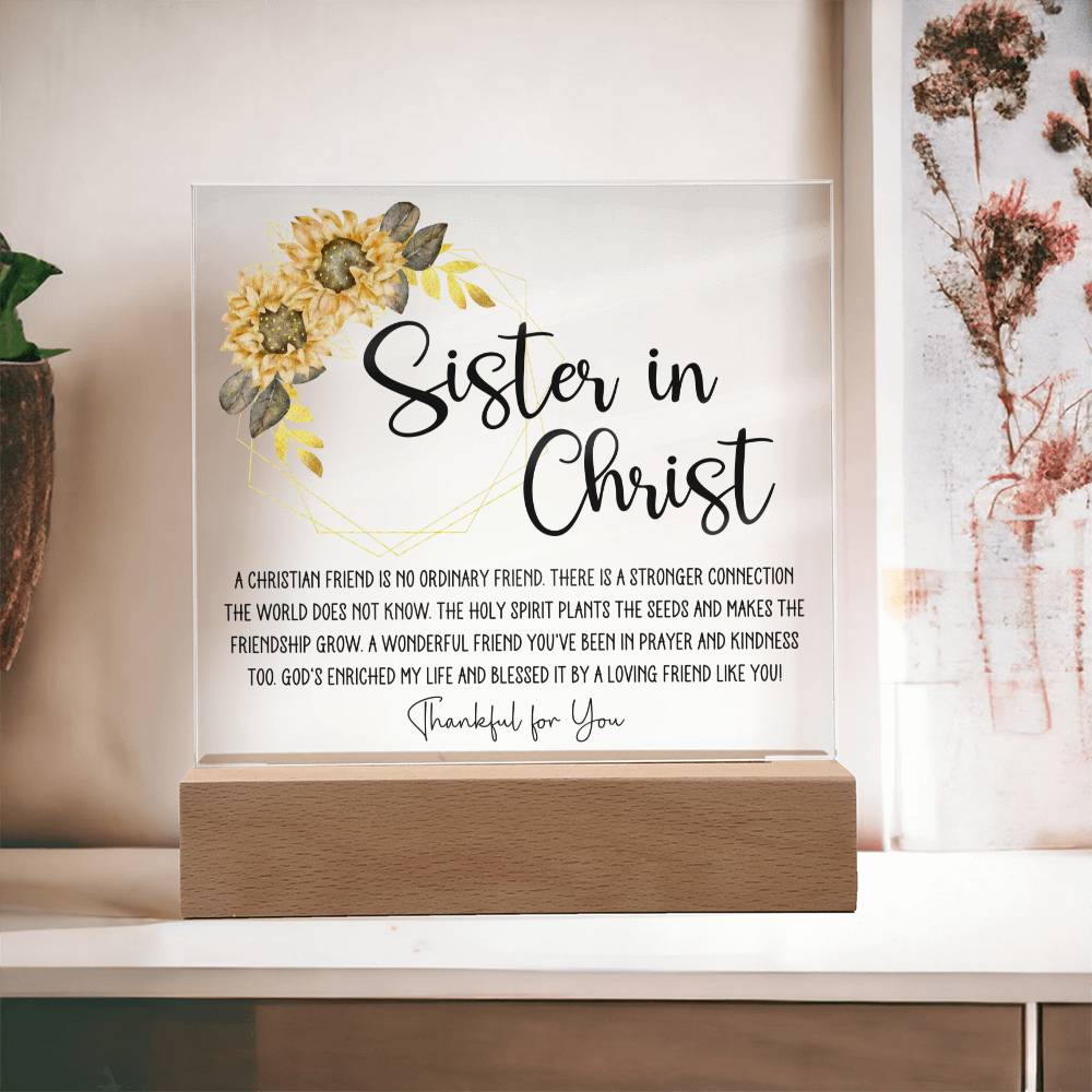 Sister in Christ Yellow Floral Friendship Plaque