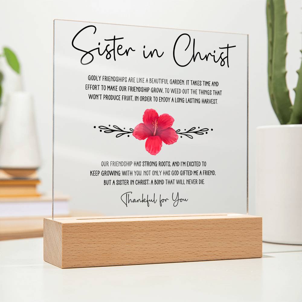 Sister in Christ Strong Roots Friendship Garden Acrylic Plaque