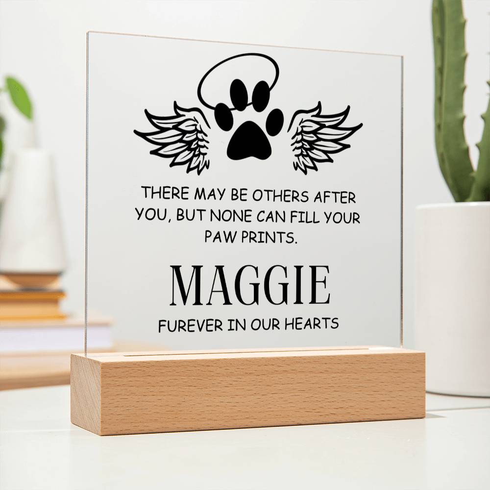 Personalized Pet Loss Memorial Plaque Paw Print Angel Wings