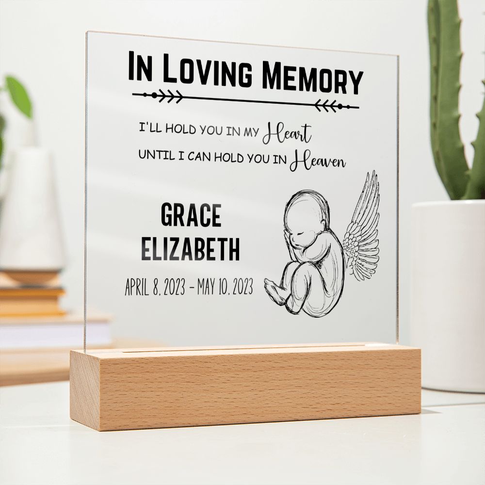 Personalized Baby Memorial Illuminated Acrylic Plaque for Infant Loss