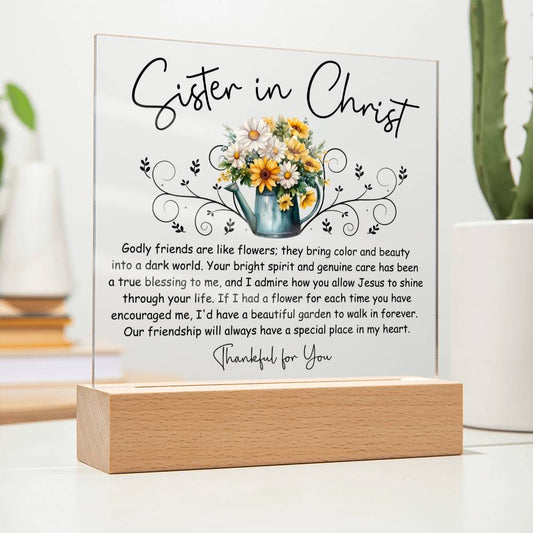 Sister in Christ Friendship Flowers Acrylic Plaque
