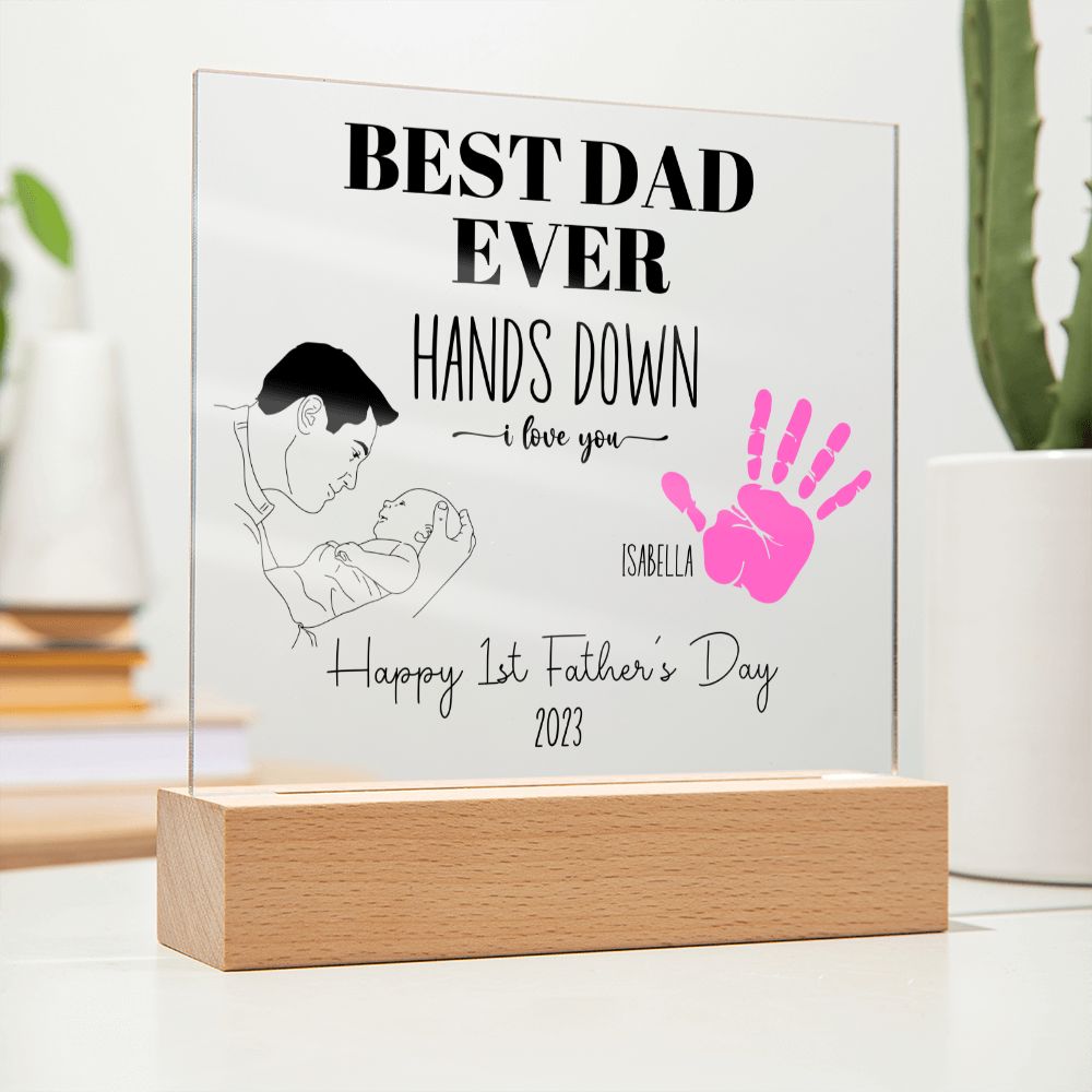 Personalized First Fathers Day Gift for New Dad Acrylic Plaque