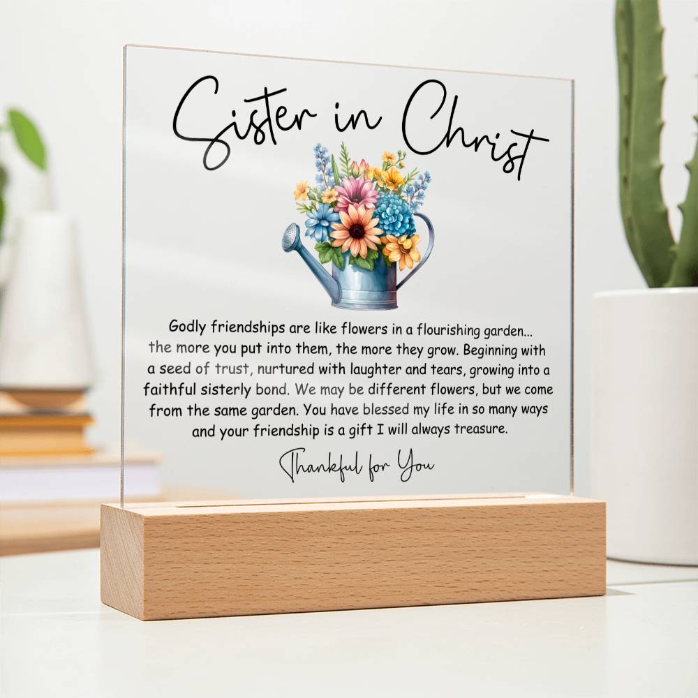 Sister in Christ Godly Friendship Flowers Acrylic Plaque