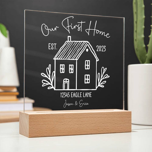 Our First Home Personalized Acrylic Plaque - White