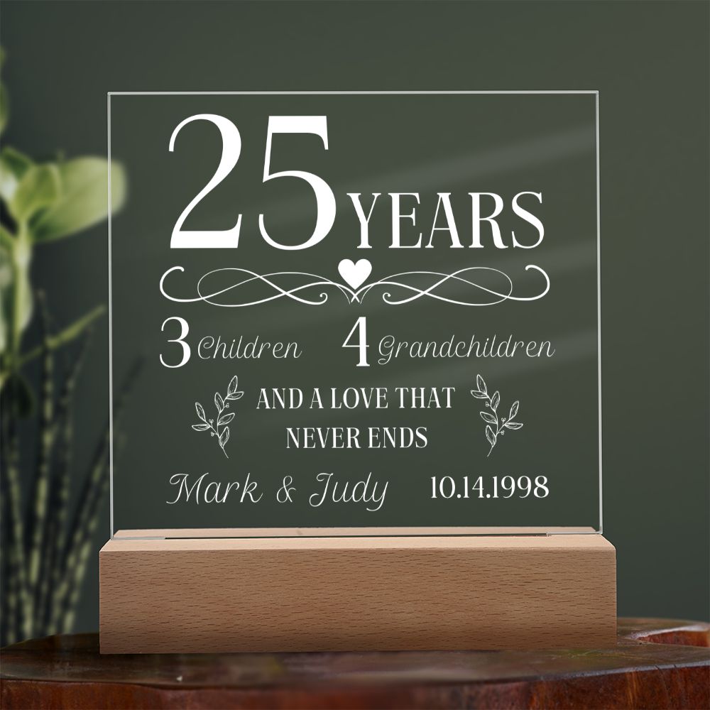 25 Year Anniversary Personalized Family Acrylic Plaque