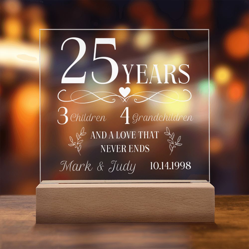 25 Year Anniversary Personalized Family Acrylic Plaque