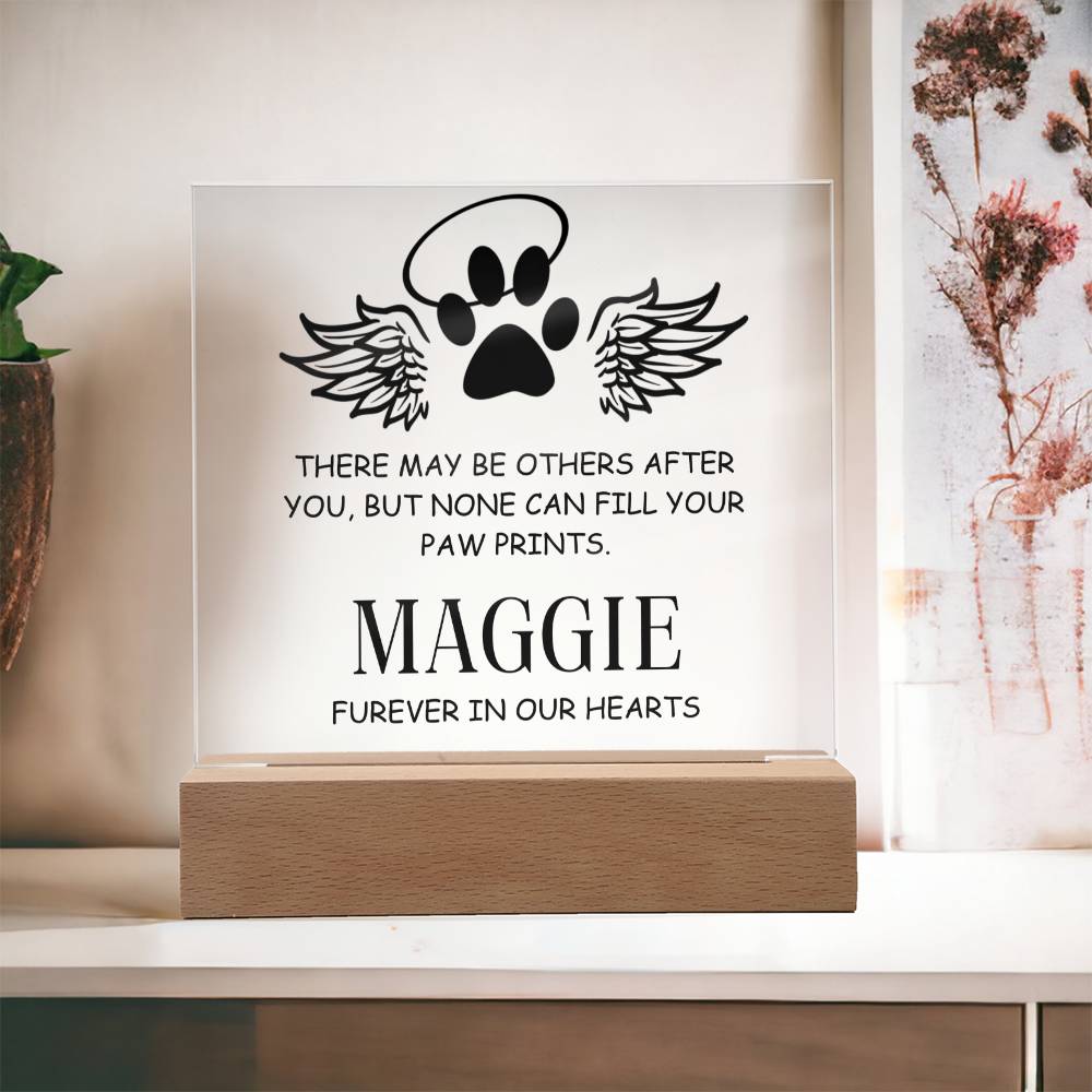 Personalized Pet Loss Memorial Plaque Paw Print Angel Wings