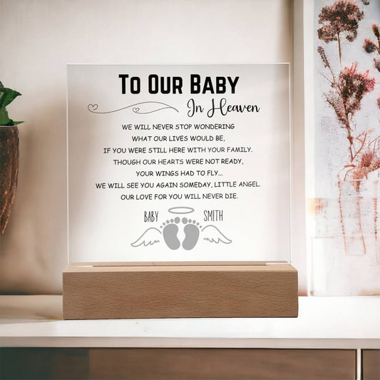 Our Baby in Heaven Infant Memorial Acrylic Plaque