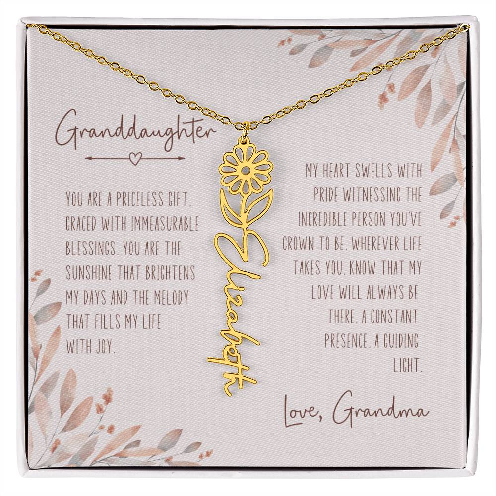 Personalized Granddaughter Birth Month Flower Necklace, Gold Birth Flower Necklace, Personalized Granddaughter Gift from Grandma, Birth Flower Jewelry