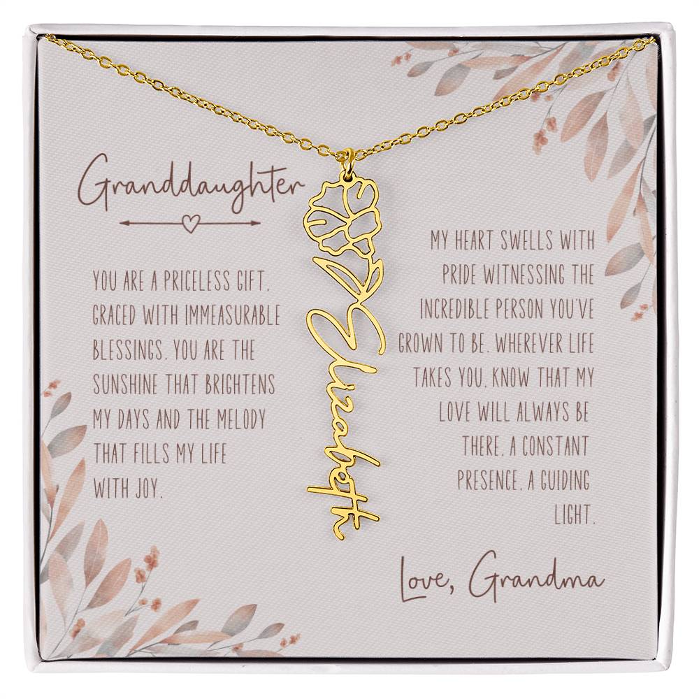 Personalized Granddaughter Birth Month Flower Necklace, Gold Birth Flower Necklace, Personalized Granddaughter Gift from Grandma, Birth Flower Jewelry