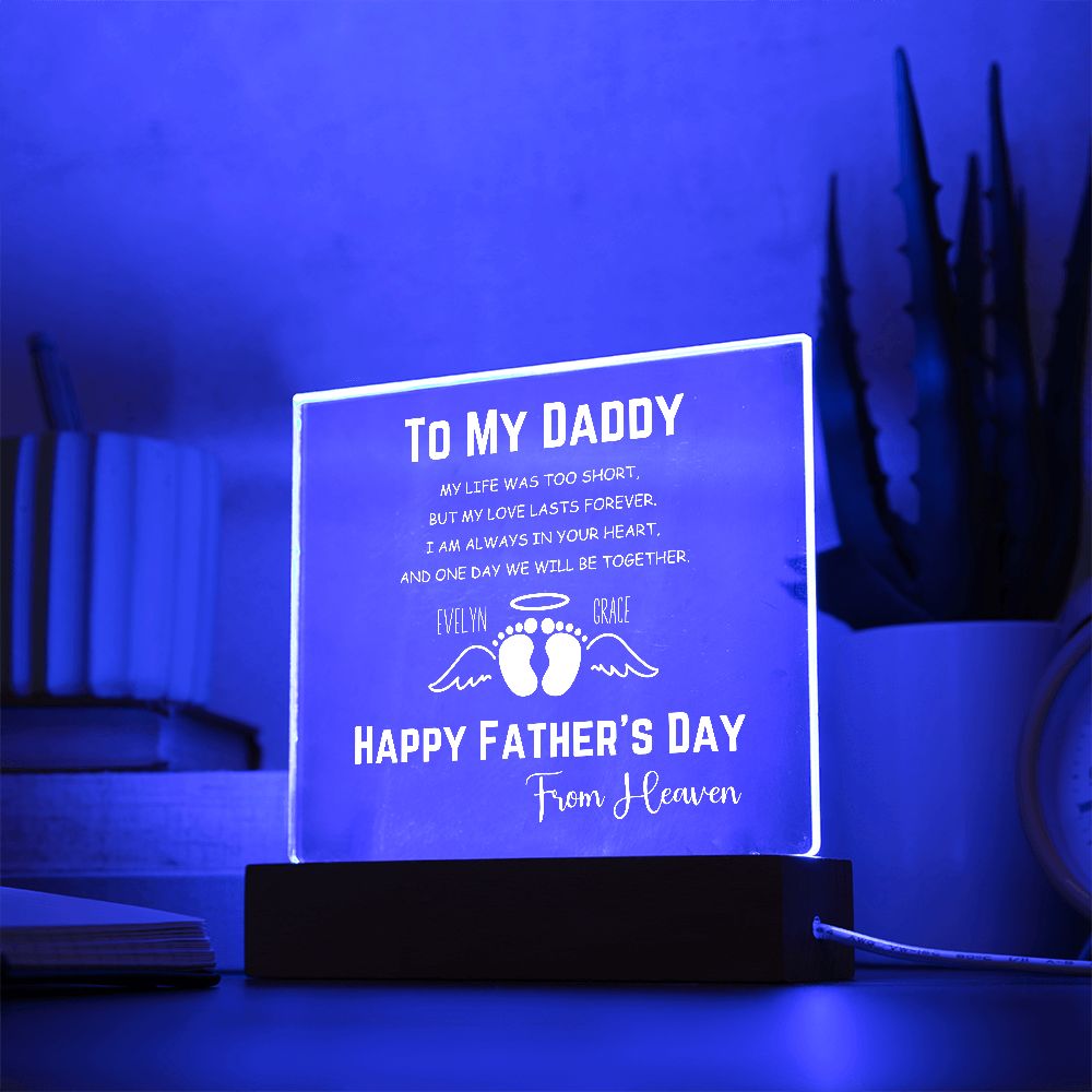 Fathers Day from Heaven Personalized Memorial Plaque - White