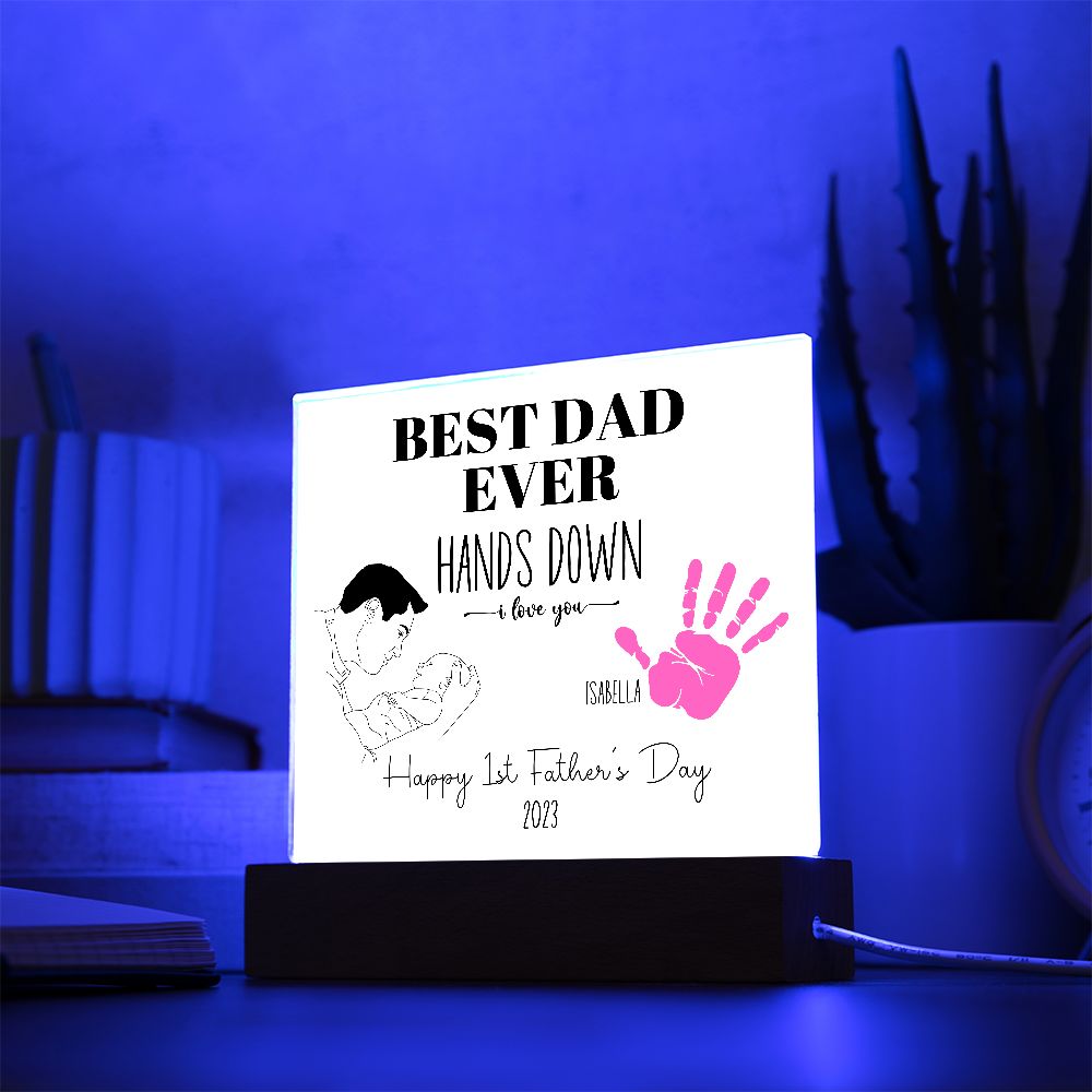 Personalized First Fathers Day Gift for New Dad Acrylic Plaque