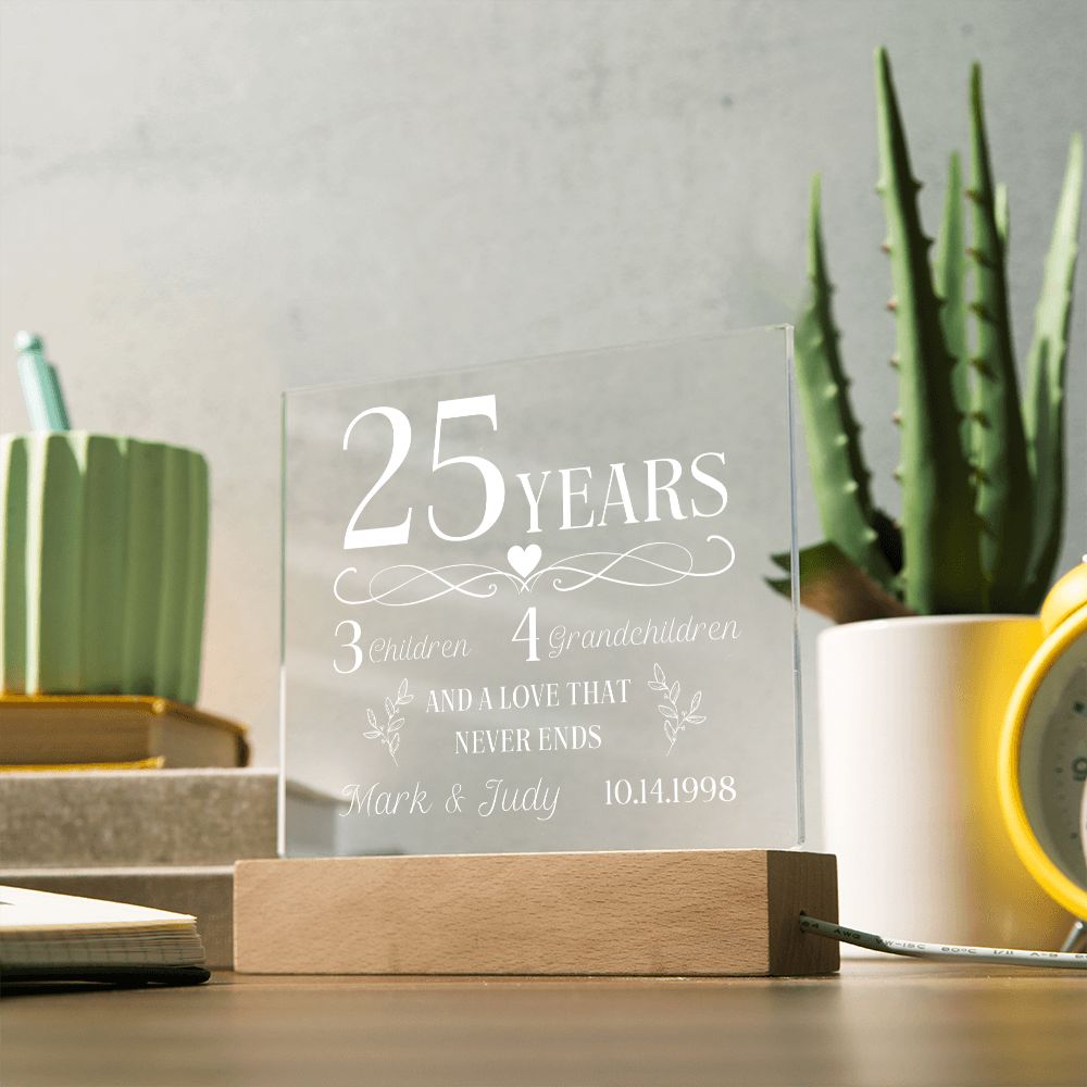 25 Year Anniversary Personalized Family Acrylic Plaque